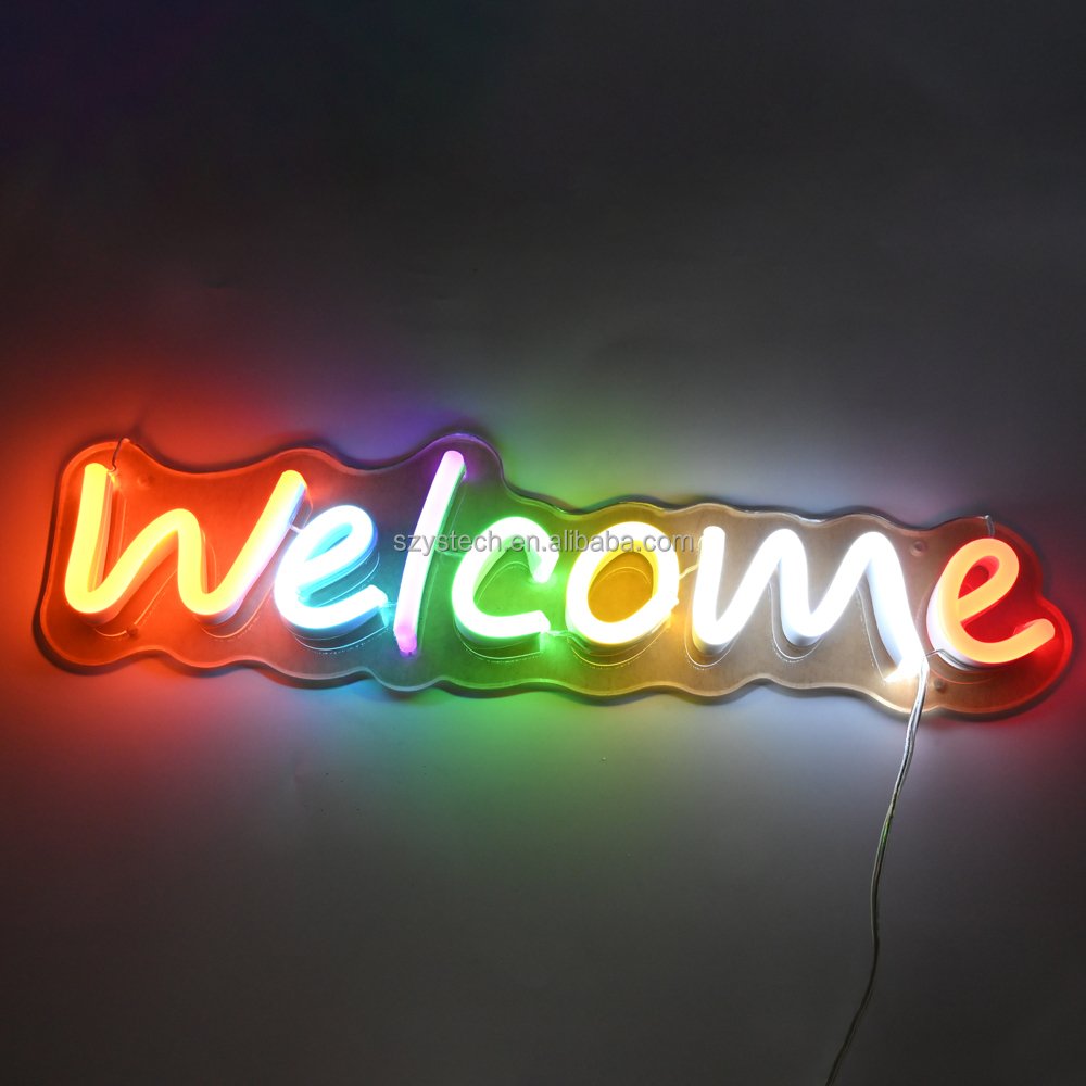 Welcome Neon Sign Light Bar Neon Shop Business Decoration Custom Letter Waterproof Wall Hanging Home Decor Sign